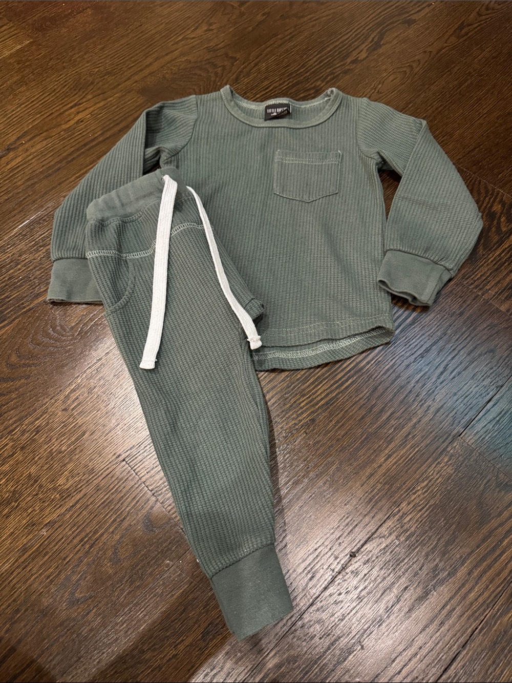 Little Bipsy Olive Green Ribbed Jogger Set